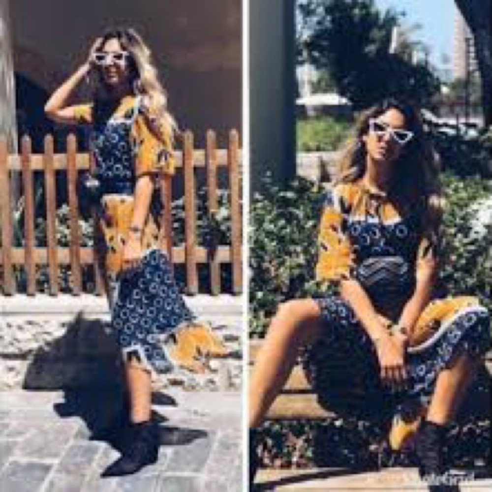 Zara Printed Midi Dress size Small - Picture 3 of 5